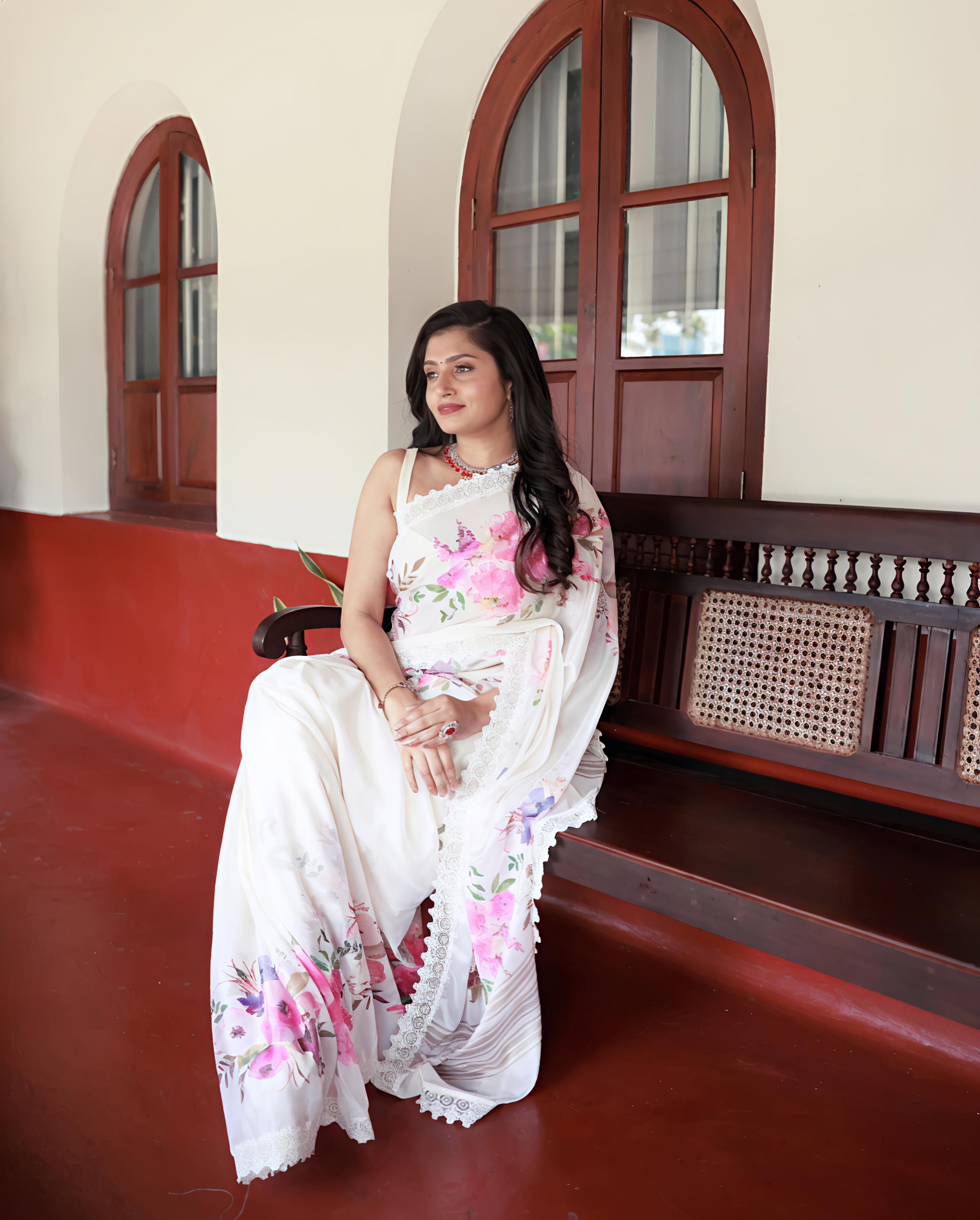 Rose Garden Bloom Georgette Saree
